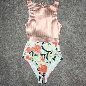 Cupshe Red and Blue Floral Swimsuit